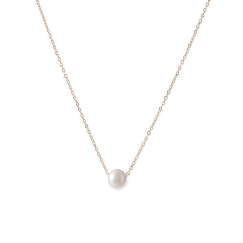 14 Karat Gold Necklace with Cultured Freshwater Floating Pearl