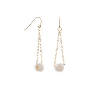 14 Karat Gold French Wire Earrings with Floating Cultured Freshwater Pearl