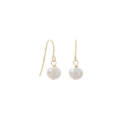 14 Karat Gold Cultured Freshwater Pearl French Wire Earrings