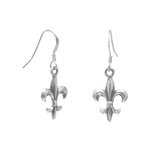 Oxidized Fleur de Lis French Wire Earrings