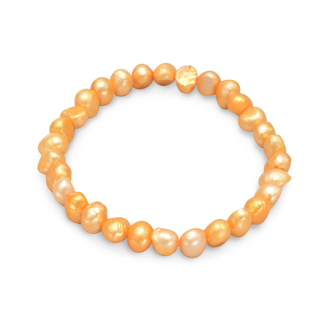Orange Cultured Freshwater Pearl Stretch Bracelet