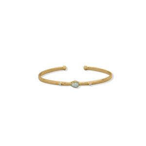 14 Karat Gold Plated Synthetic Opal and CZ Cuff Bracelet