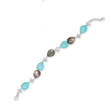 7" + 1" Topaz, Turquoise and Mother of Pearl Bracelet