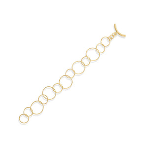 8" 14 Karat Gold Plated Alternating Link Toggle Bracelet