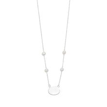 16" ID Tag Necklace with White Cultured Freshwater Pearl