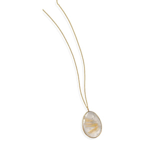 16"+1"+1" Extension 14 Karat Gold Plated and Rutilated Quartz Necklace