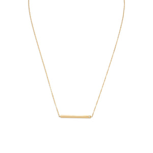 18" 14 Karat Gold Plated Bar Necklace with CZ