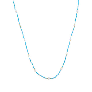 Endless Design Turquoise Magnesite and Cultured Freshwater Pearl Necklace