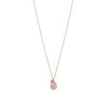 14 Karat Gold Rose Quartz and Pink Hydro Glass Necklace