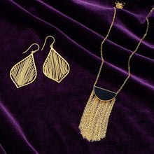 14 Karat Gold Plated Fringe Leaf Chain Earrings