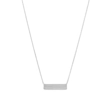 Rhodium Plated CZ Polished Bar Necklace