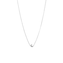 Rhodium Plated Crescent Moon CZ Necklace