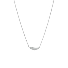 Rhodium Plated Tiny Sideways Feather Necklace