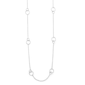 32" Rhodium Plated Double Link Circle Necklace