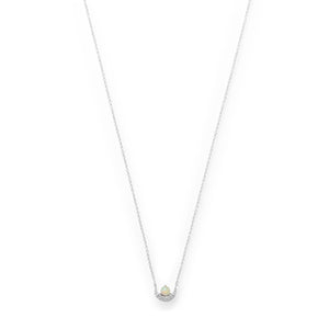 CZ Crescent and Synthetic Opal Necklace