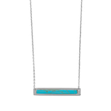 16"+2 Rhodium Plated Turquoise Bar Necklace