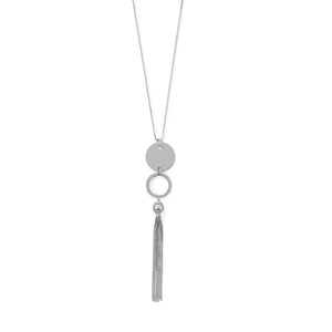 Tassel-tastic! 32"+2" Disk and Circle Long Tassel Necklace