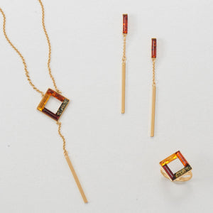 24 Karat Gold Plated Square Amber Ring