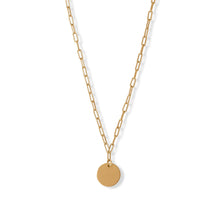 16" + 2" 14 Karat Gold Plated Engravable Disk Neckalce