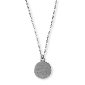 16" + 2" Rhodium Plated Positive Vibes Disk Necklace