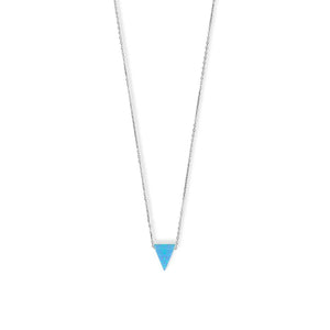 16" + 2" Rhodium Plated Synthetic Opal Triangle Necklace