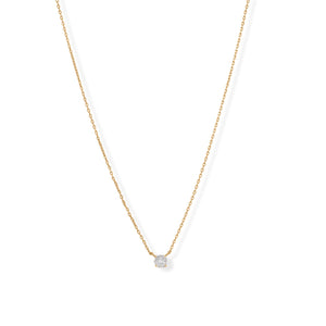 16" + 2" 14 Karat Gold Plated 5mm CZ Necklace