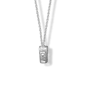 16" + 2" Pave CZ Heart "MOM" Necklace