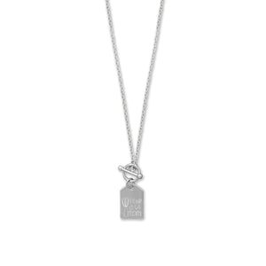 17" "Thank You Mom" Tag Toggle Necklace