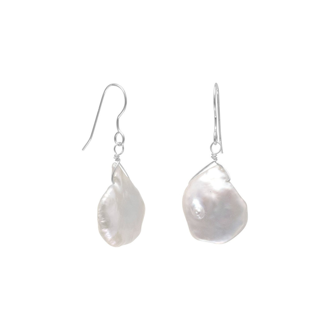 White Baroque Cultured Freshwater Pearl Earrings