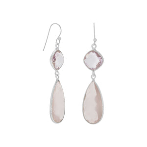 Pink Amethyst and Rose Quartz Drop Earrings