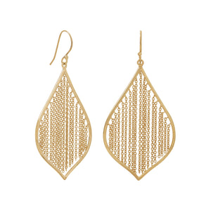 14 Karat Gold Plated Fringe Leaf Chain Earrings