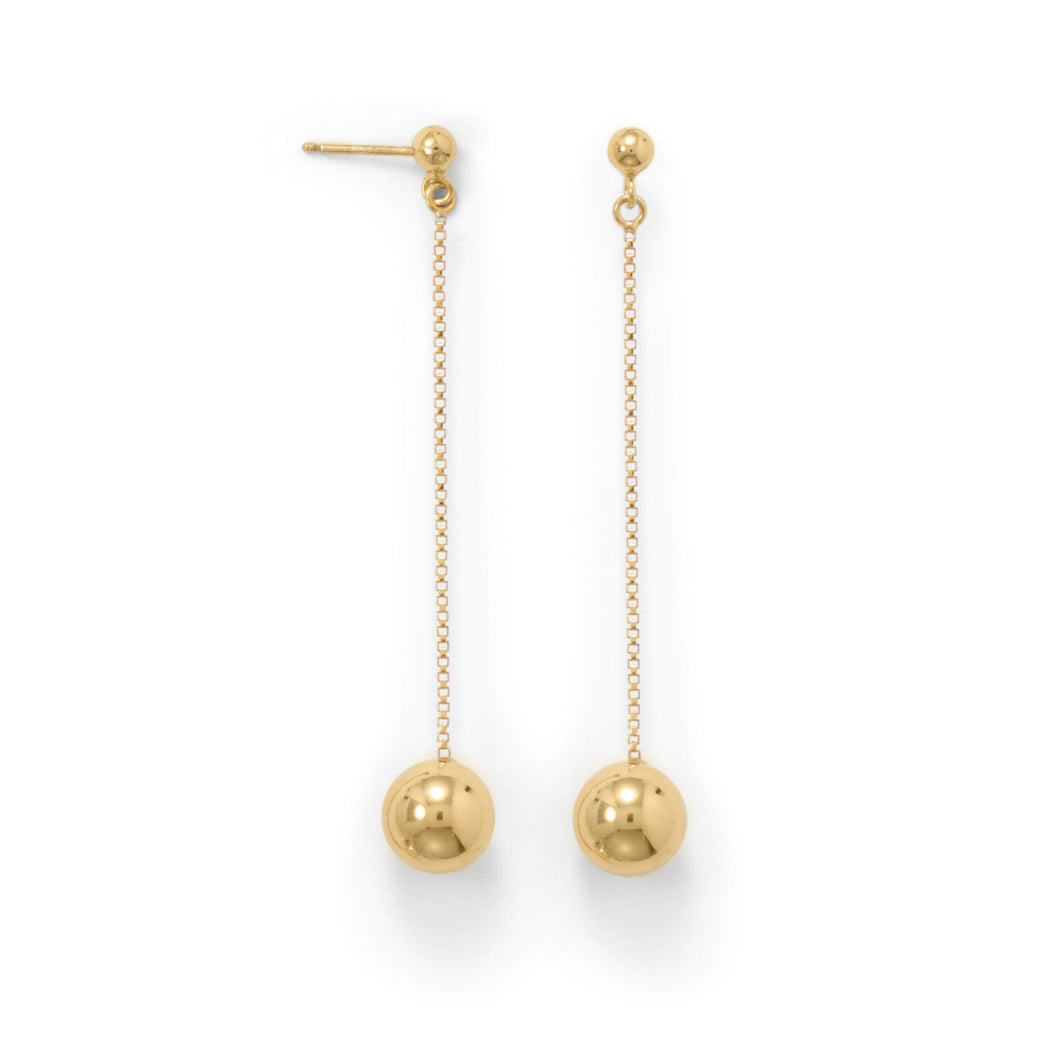 14 Karat Gold Plate Bead Drop Earrings
