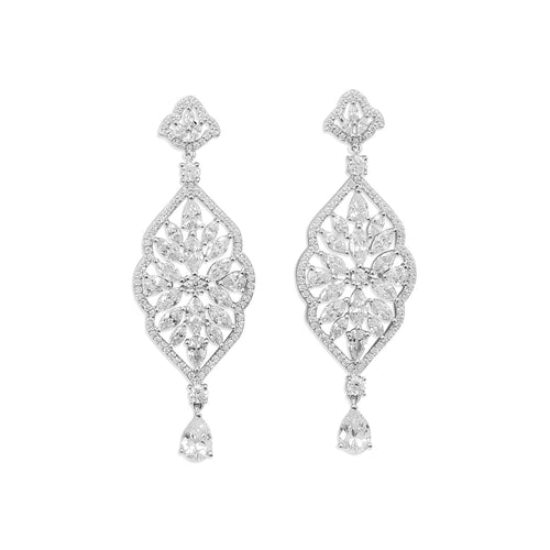 Rhodium Plated Marquise CZ Dangle Earring