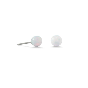 5mm White Synthetic Opal Stud Earrings