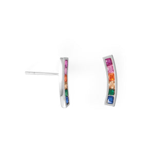 Rhodium Plated Rainbow CZ Earrings