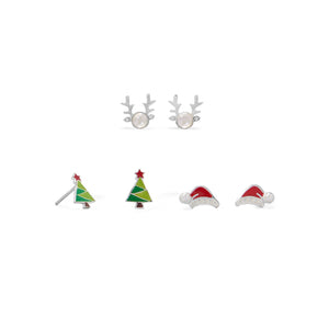 Reindeer, Santa Hat and Tree Earring Set