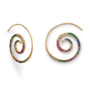 Hypnotic Multi Color CZ Spiral Earrings