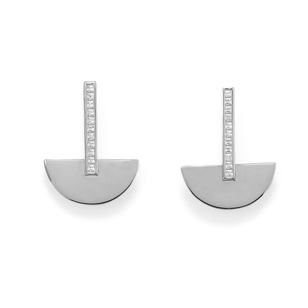 Rhodium Plated CZ Pendulum Earrings