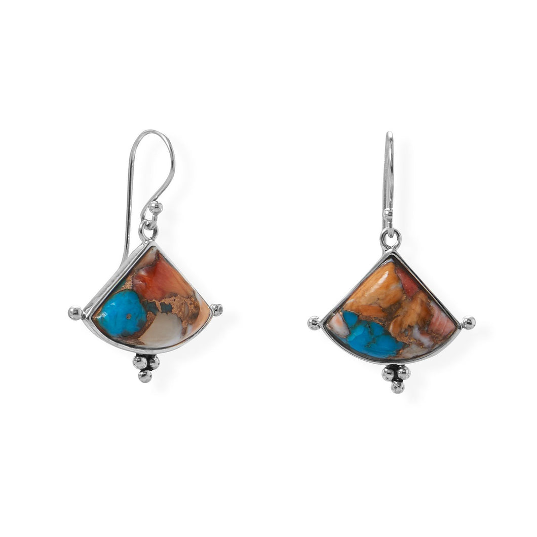 Spiny Oyster and Turquoise Triangle Shaped Earrings