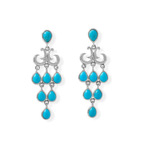 Pear Shaped Reconstituted Turquoise Chandelier Earring