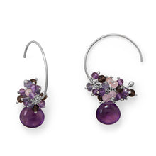 Plum Perfect! Rhodium Plated Multi Stone Beaded Wire Earring