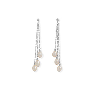Cultured Freshwater Pearls Chain Drop Earrings