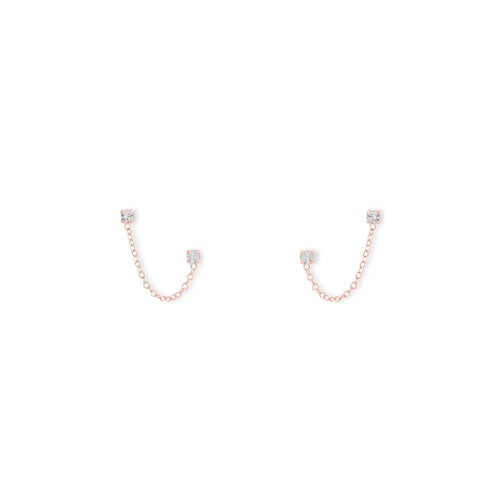 14 Karat Rose Gold Double Post Crystal Earrings