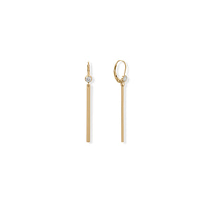 14/20 Gold Filled Bar Drop with CZ Earrings