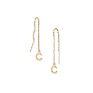 14 Karat Gold Plated "C" Initial Threader Earrings