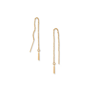 14 Karat Gold Plated "I" Initial Threader Earrings
