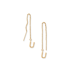 14 Karat Gold Plated "U" Initial Threader Earrings