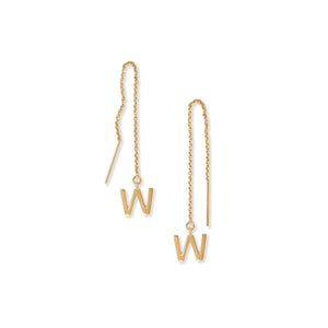 14 Karat Gold Plated "W" Initial Threader Earrings