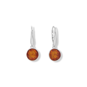 Round Amber Lever Earrings