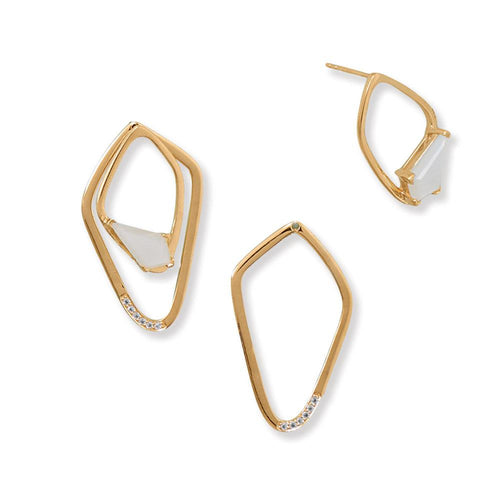 Double Trouble! Moonstone and White Topaz Kite Earrings